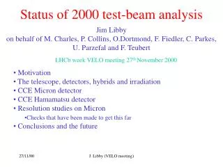 Status of 2000 test-beam analysis