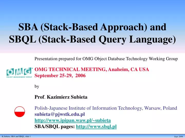 sba stack based approach and sbql stack based query language