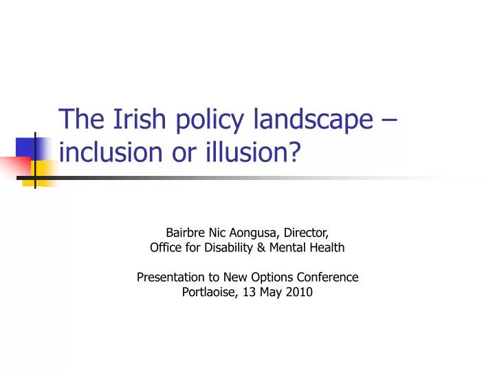 the irish policy landscape inclusion or illusion