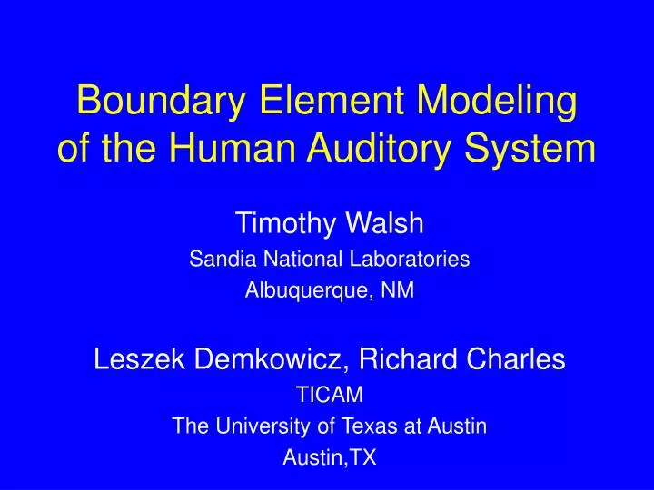 boundary element modeling of the human auditory system