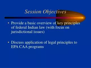 Session Objectives