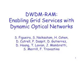 DWDM-RAM: Enabling Grid Services with Dynamic Optical Networks