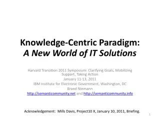 Knowledge-Centric Paradigm: A New World of IT Solutions