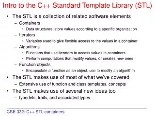 Intro to the C++ Standard Template Library (STL) ?