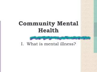 Community Mental Health