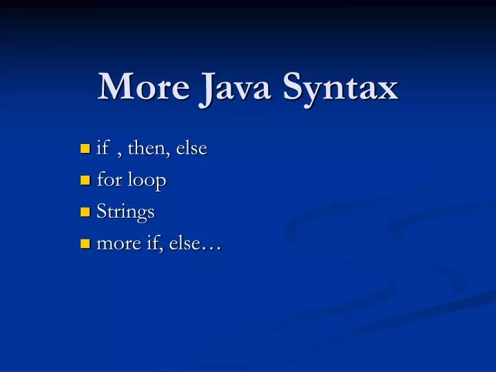 more java syntax