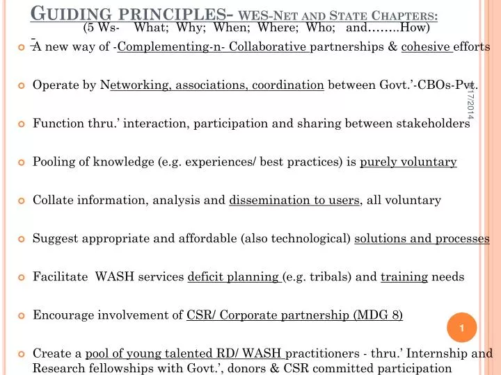 guiding principles wes net and state chapters