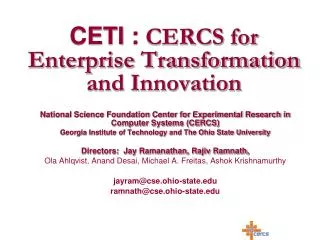 CETI : CERCS for Enterprise Transformation and Innovation