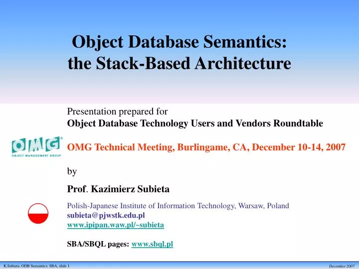 object database semantics the stack based architecture