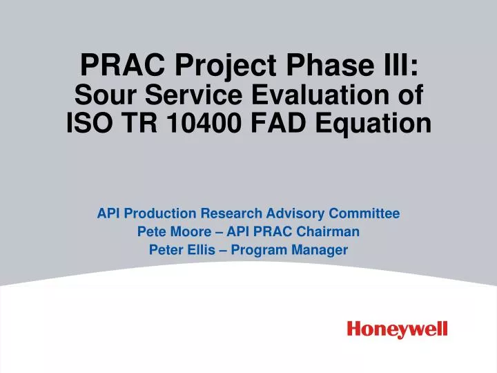 prac project phase iii sour service evaluation of iso tr 10400 fad equation