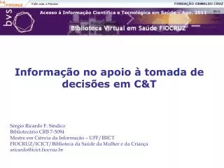 informa o no apoio tomada de decis es em c t