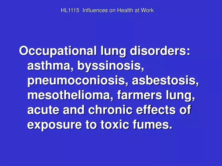 hl1115 influences on health at work