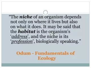 Habitat vs. Niche