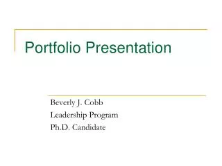 Portfolio Presentation