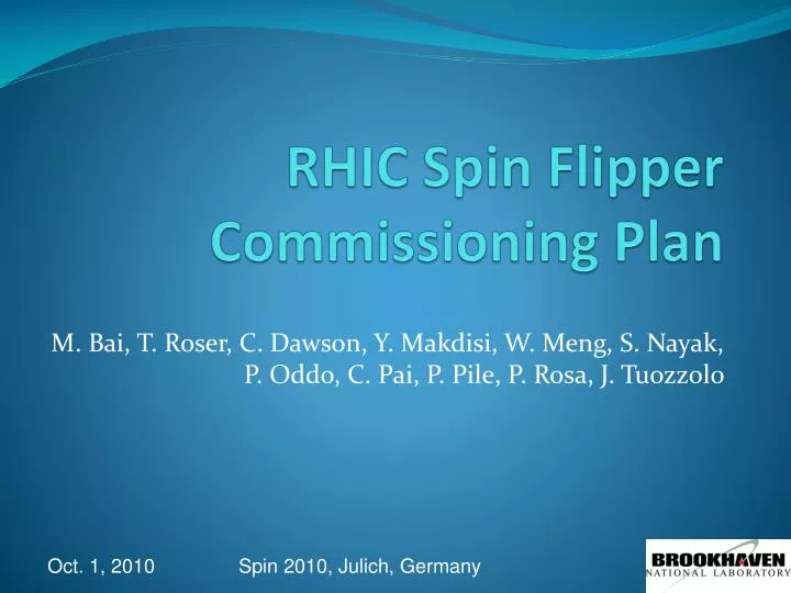 rhic spin flipper commissioning plan