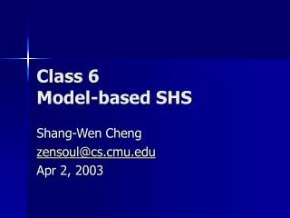 Class 6 Model-based SHS