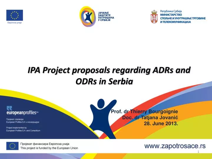 ipa project proposals regarding adrs and odrs in serbia