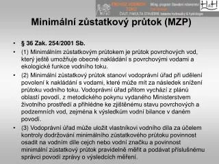 minim ln z statkov pr tok mzp
