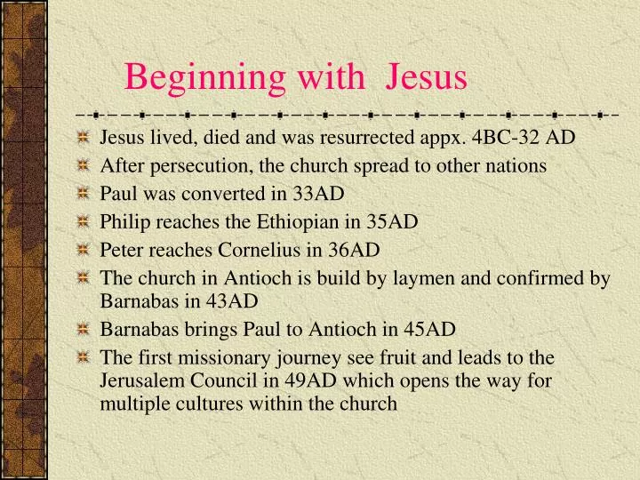beginning with jesus