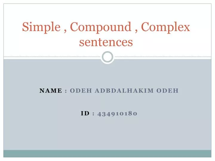 simple compound complex sentences