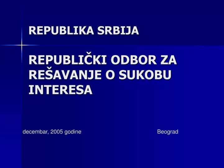 republika srbija republi ki odbor za re avanje o sukobu interesa
