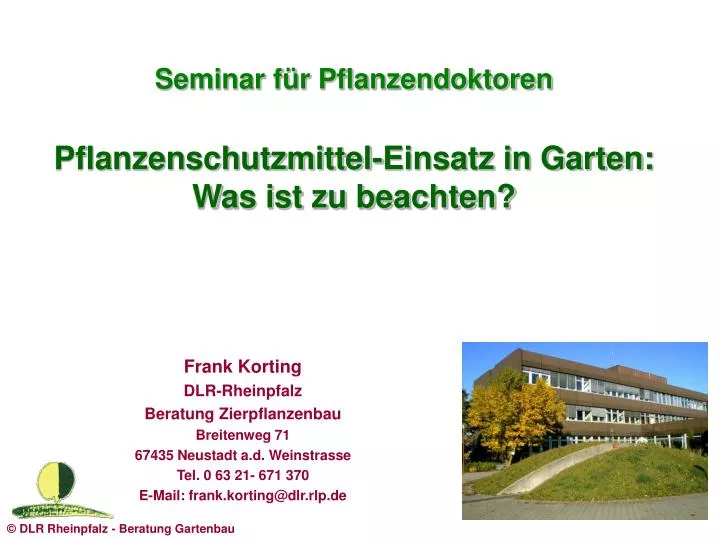 seminar f r pflanzendoktoren pflanzenschutzmittel einsatz in garten was ist zu beachten