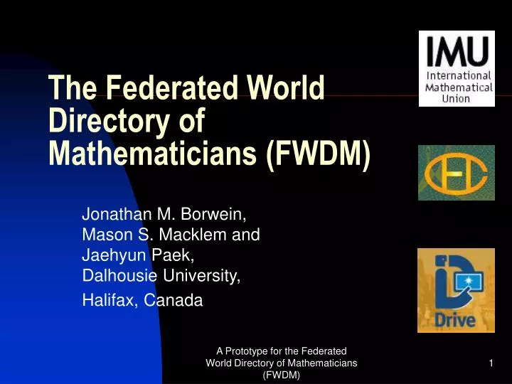the federated world directory of mathematicians fwdm