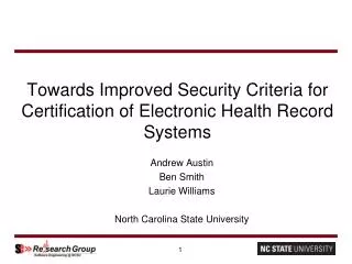 Towards Improved Security Criteria for Certification of Electronic Health Record Systems