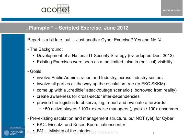 planspiel scripted exercise june 2012