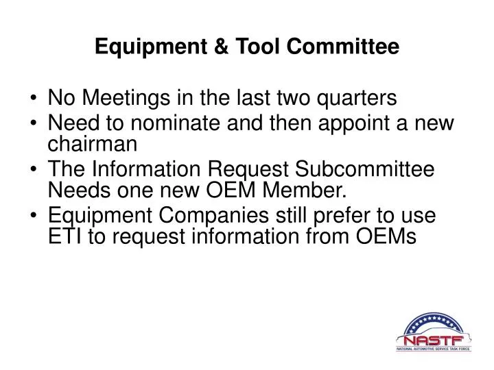 equipment tool committee