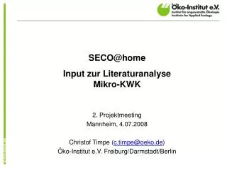seco@home input zur literaturanalyse mikro kwk