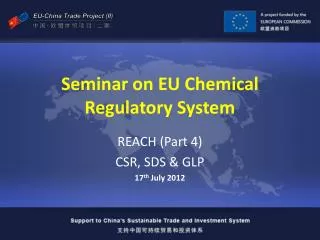 Seminar on EU Chemical Regulatory System