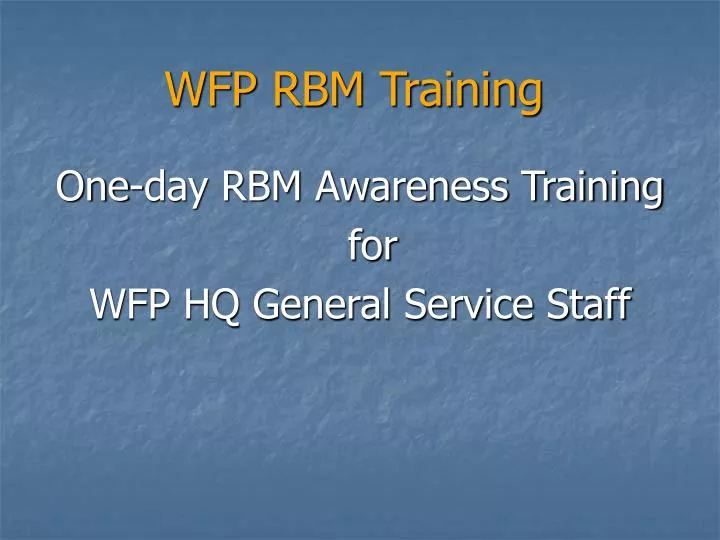 wfp rbm training