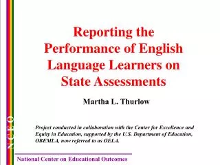 Reporting the Performance of English Language Learners on State Assessments