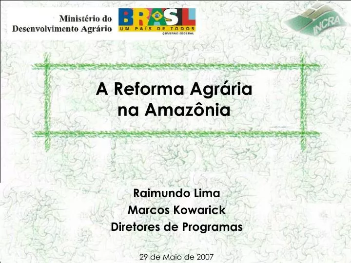 a reforma agr ria na amaz nia