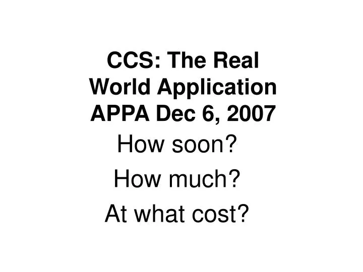 ccs the real world application appa dec 6 2007