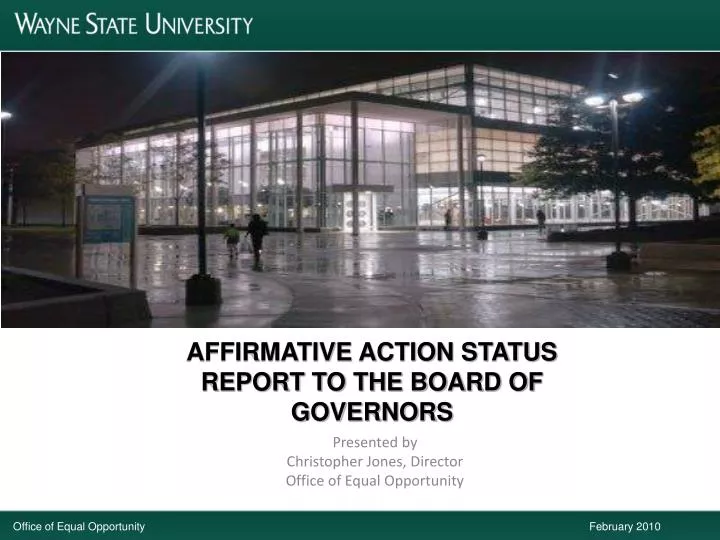 affirmative action status report to the board of governors