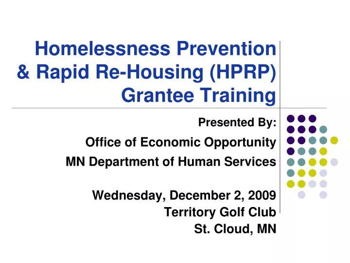 homelessness prevention rapid re housing hprp grantee training