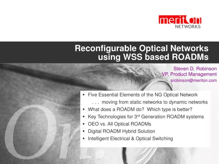 reconfigurable optical networks using wss based roadms