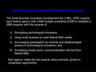 Small Business Innovative Research Program