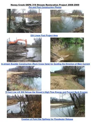Honey Creek OEPA 319 Stream Restoration Project 2008-2009 Pre and Post Construction Photos