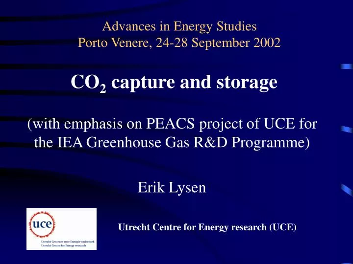 advances in energy studies porto venere 24 28 september 2002