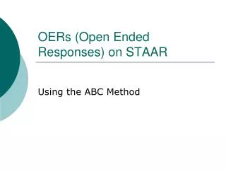 OERs (Open Ended Responses) on STAAR