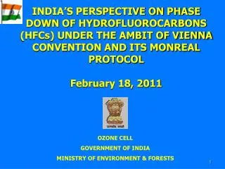 OZONE CELL GOVERNMENT OF INDIA MINISTRY OF ENVIRONMENT &amp; FORESTS
