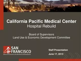 California Pacific Medical Center Hospital Rebuild Board of Supervisors