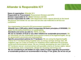 Alliander &amp; Responsible ICT