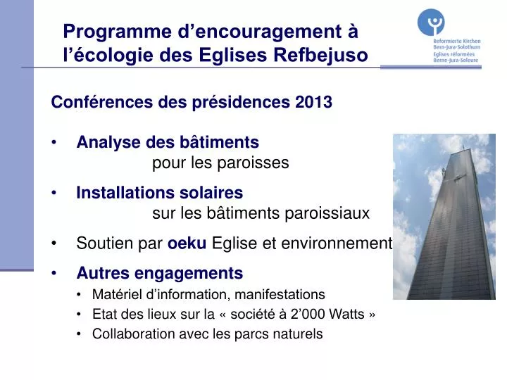 programme d encouragement l cologie des eglises refbejuso