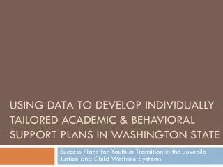 Success Plans for Youth in Transition in the Juvenile Justice and Child Welfare Systems