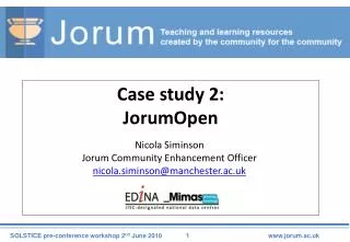 Case study 2: JorumOpen