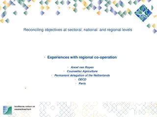 Reconciling objectives at sectoral, national and regional levels